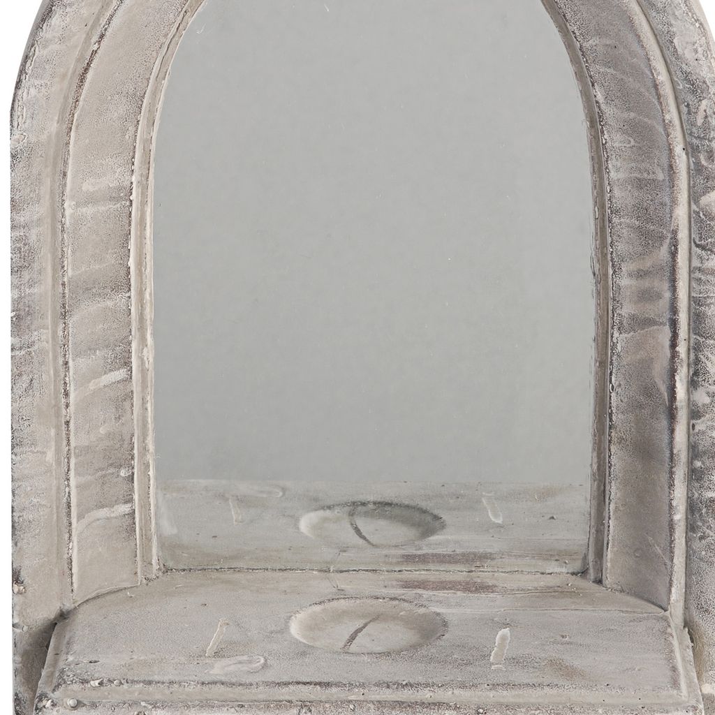 Cement Protected Decorative Wall Mirror, Washed White - View 3