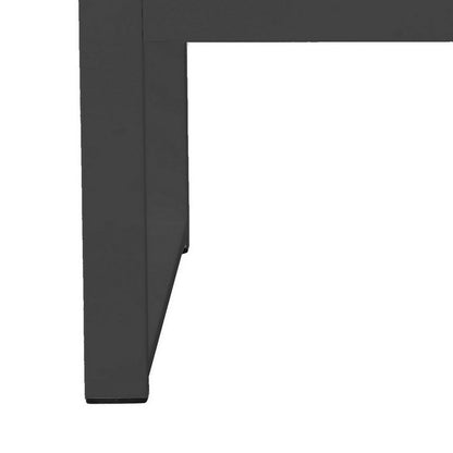 Kili 35 Inch Coffee Table, Polyresin Surface, Jet Black Aluminum Frame - View 4