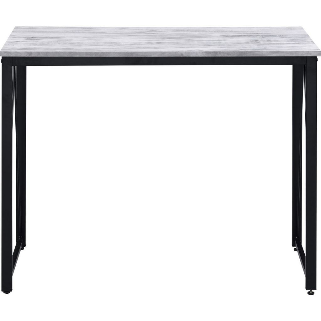 Writing Desk with V Shaped Accent and Distressed Look, White - View 3