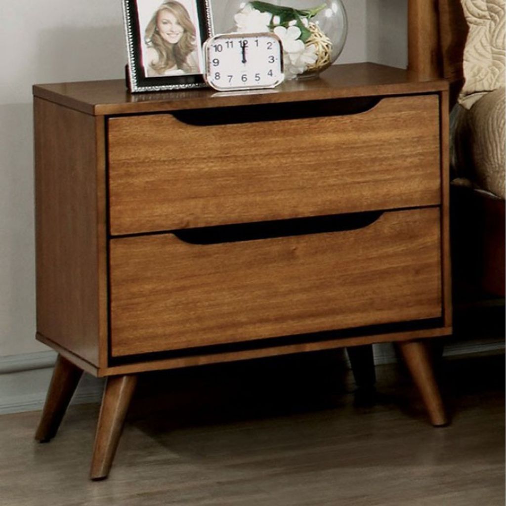 Lennart Mid Century Modern Nightstand, Light Oak - View 2