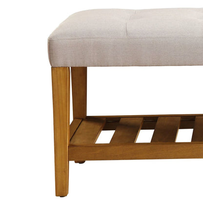 Wooden Bench, Light Gray & Oak - View 3