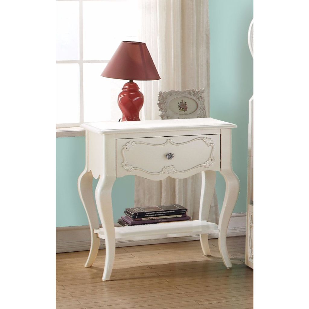 Beautiful Wood Nightstand By Edalene, Pearl White