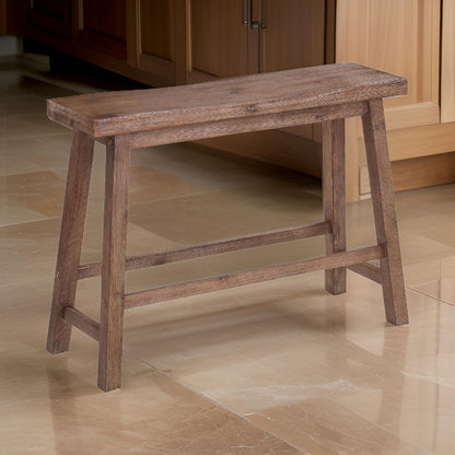 Amber 33 Inch Rubberwood Bench with Saddle Seat, Rectangular, Brown - View 7