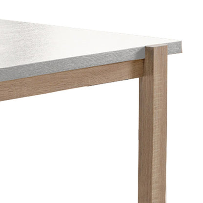Rectangular Wooden Dining Table with Straight Legs, White and Brown - View 3