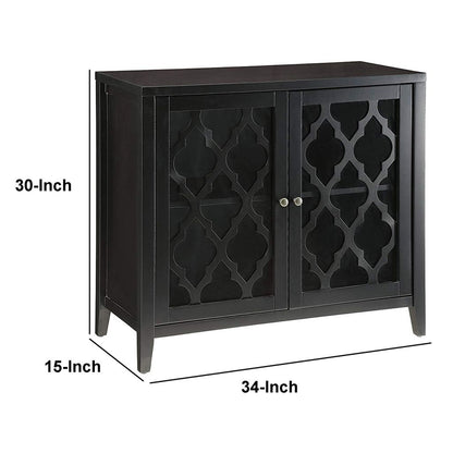 Storage Cabinet with 2 Doors and Quatrefoil Design, Black - View 5