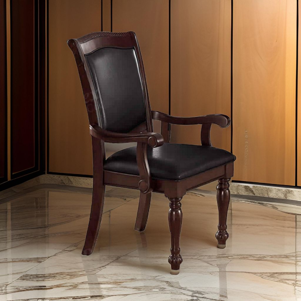 Old Style Rubber Wood Arm Chair Set Of 2 Brown - View 7