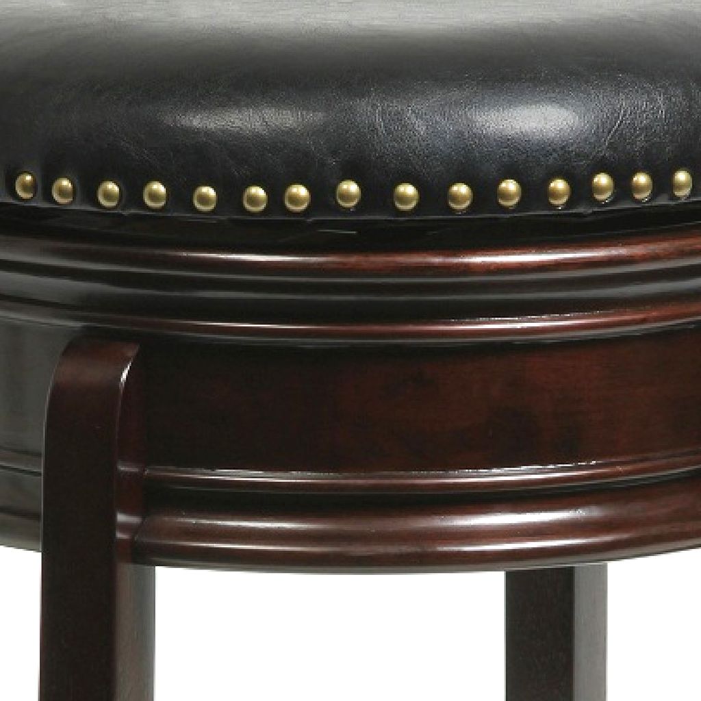 Sabi 24 inch Swivel Counter Stool, Solid Wood, Faux Leather, Cappuccino, Brown - View 4