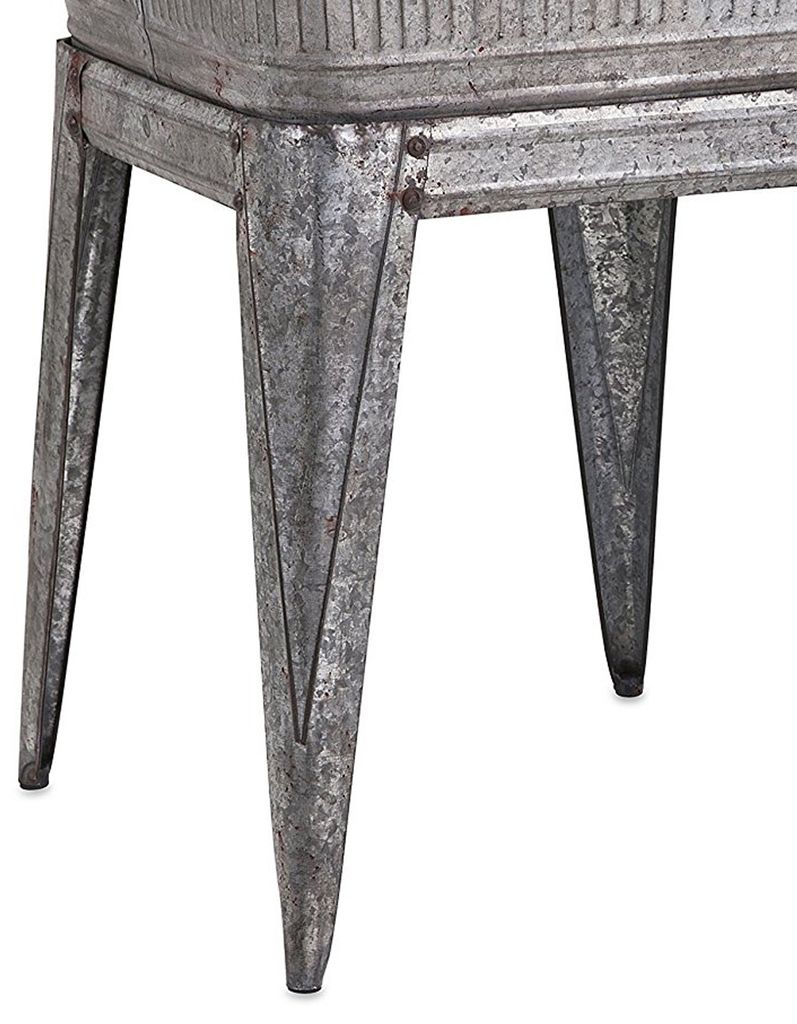 32" Multi-Functional Galvanized Metal Tub on Stand with Angled Legs, Gray - View 3