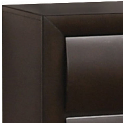 2 Drawer Wooden Nightstand with Metal Ring Handles and Harpin Legs, Brown - View 4