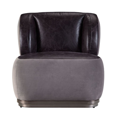 Leatherette Accent Chair with Wingback Design Backrest, Black and Gray - View 2
