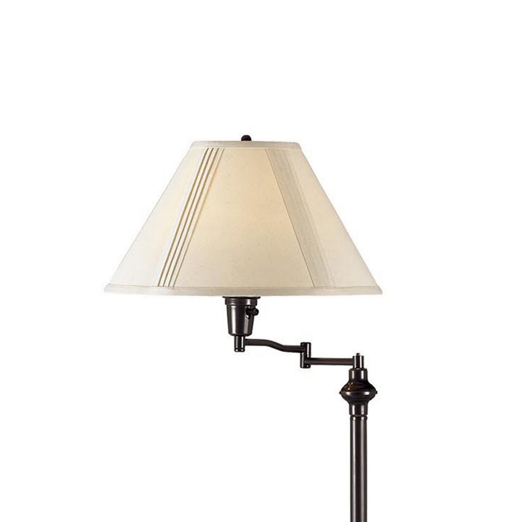 150 Watt Metal Floor Lamp with Swing Arm and Fabric Conical Shade, Black - View 2