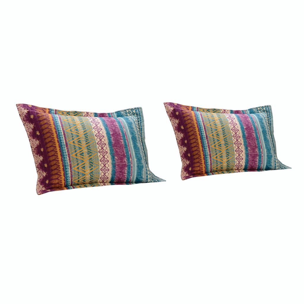 Tribal Motif Print Cotton Twin Quilt Set with 1 Pillow Sham, Multicolor - View 2