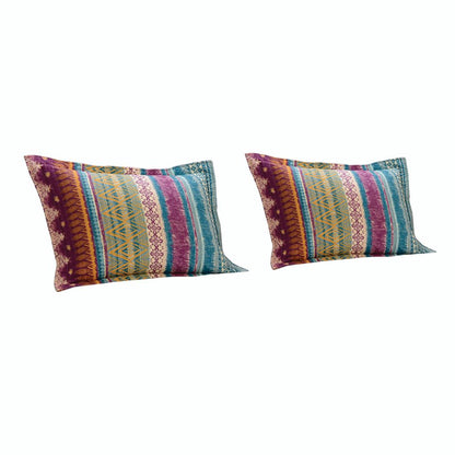 Tribal Motif Print Cotton Twin Quilt Set with 1 Pillow Sham, Multicolor - View 2