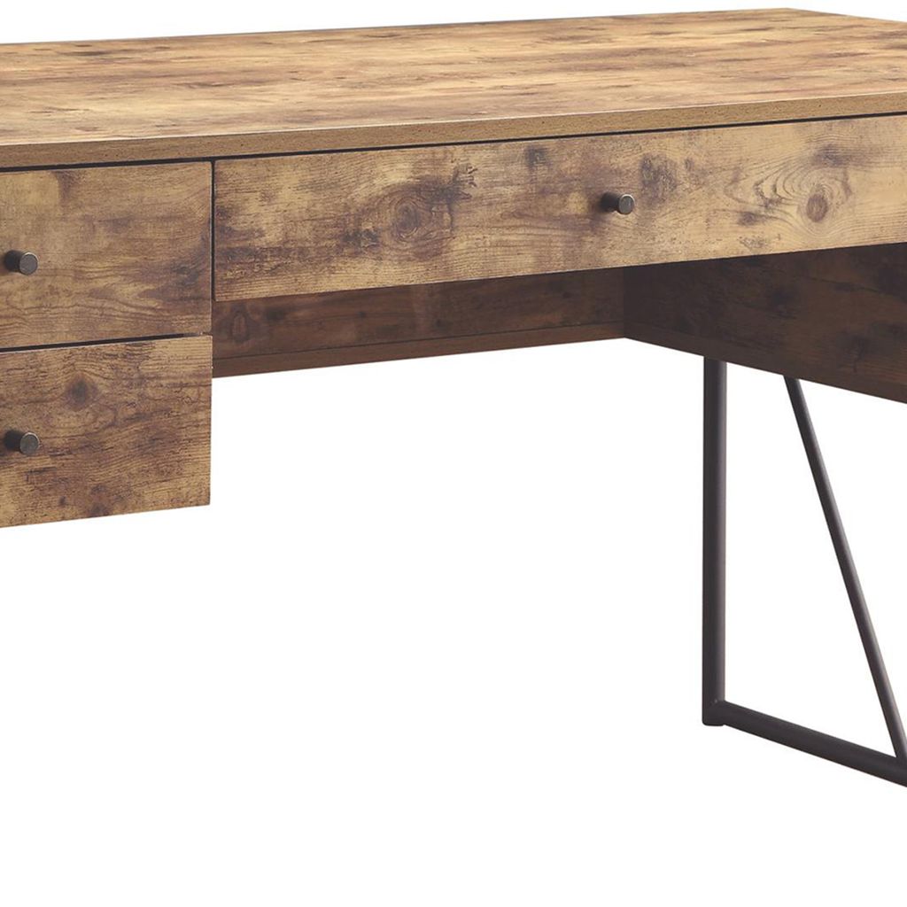 Voguish Style Writing Desk With 4 Drawers, Brown - View 4