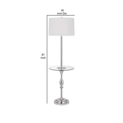 Ava 61 Inch Modern Floor Lamp, Glass Tray Table, 1 USB Port, Glossy, Chrome - View 5
