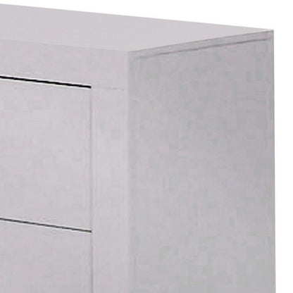 Bela 26 Inch 2 Drawer Nightstand, Felt Lined, Silver Handles, Crisp White - View 3