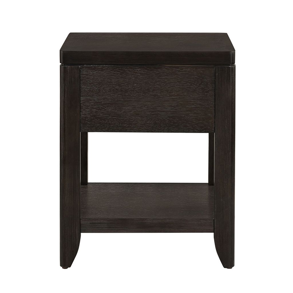 Joni 25 Inch Side End Table, 1 Drawer and Shelf, Espresso Brown Acacia Wood - View 4