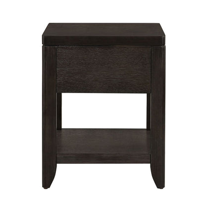 Joni 25 Inch Side End Table, 1 Drawer and Shelf, Espresso Brown Acacia Wood - View 4
