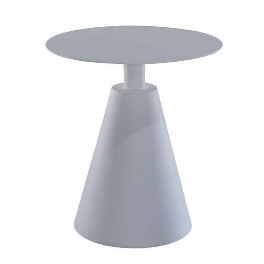 22 Inch Outdoor, Aluminum Side Table with Cone Shaped Base, White - View 3