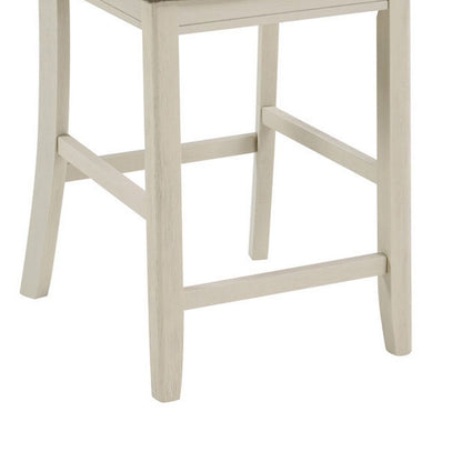 Glee 26 Inch Counter Height Chair, Set of 2, Antique White and Brown Finish - View 3