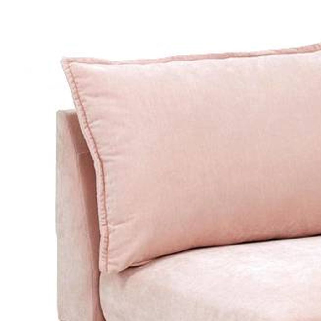 Rio 33 Inch Modular Armless Sofa Chair, Lumbar Cushion, Blush Pink - View 2