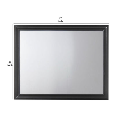 Contemporary Style Wooden Mirror with Raised Frame, Black - View 4