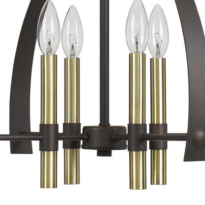 Metal Chandelier with 4 Candelabra Holders, Black and Gold - View 5