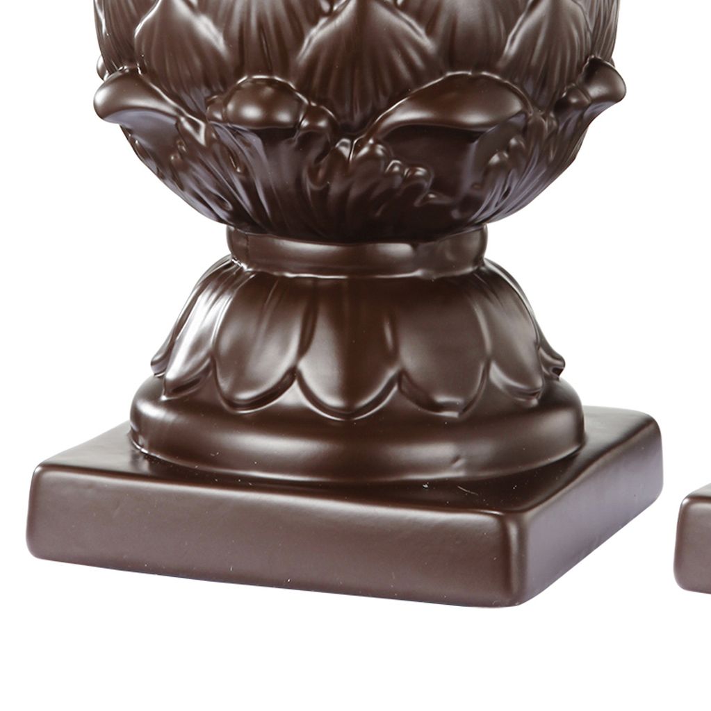 Ceramic Artichoke Bookends on Square Base, Pair of 2, Brown - View 4