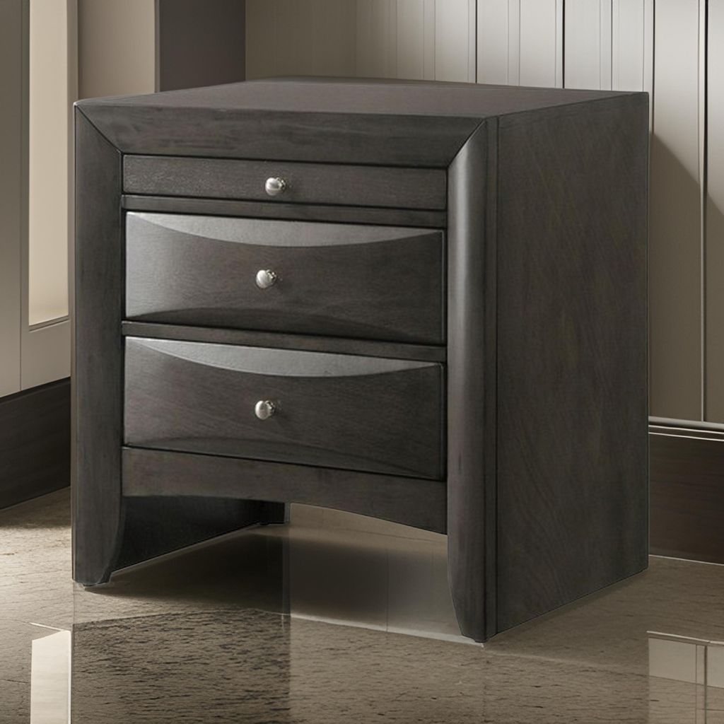 Wooden Nightstand with Two Drawers and Pull Out Tray, Brown - View 7
