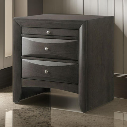 Wooden Nightstand with Two Drawers and Pull Out Tray, Brown - View 7