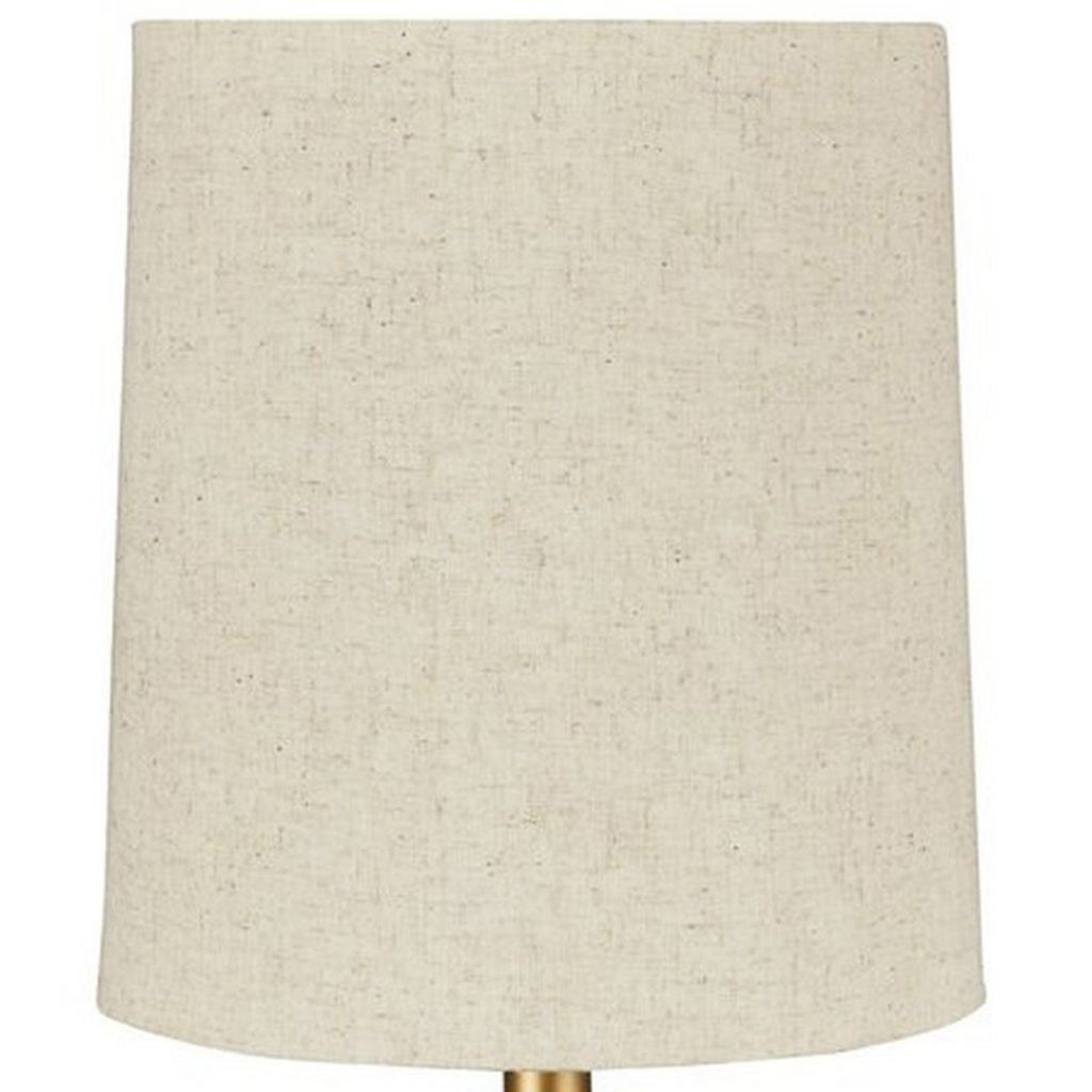 Pot Bellied Metal Table Lamp with Textured Golden Embellishment, White - View 2