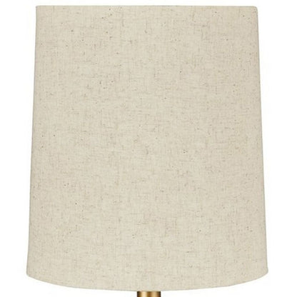 Pot Bellied Metal Table Lamp with Textured Golden Embellishment, White - View 2