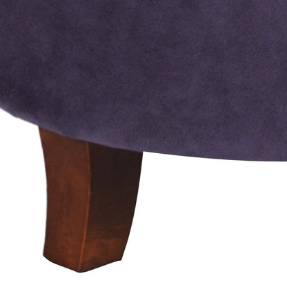 Button Tufted Velvet Upholstered Wooden Ottoman with Hidden Storage, Purple and Brown - View 3