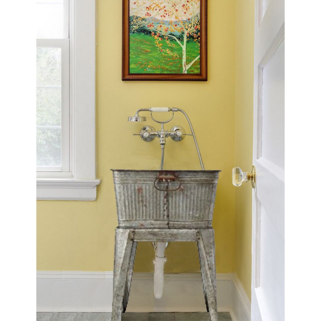 32" Multi-Functional Galvanized Metal Tub on Stand with Angled Legs, Gray - View 6