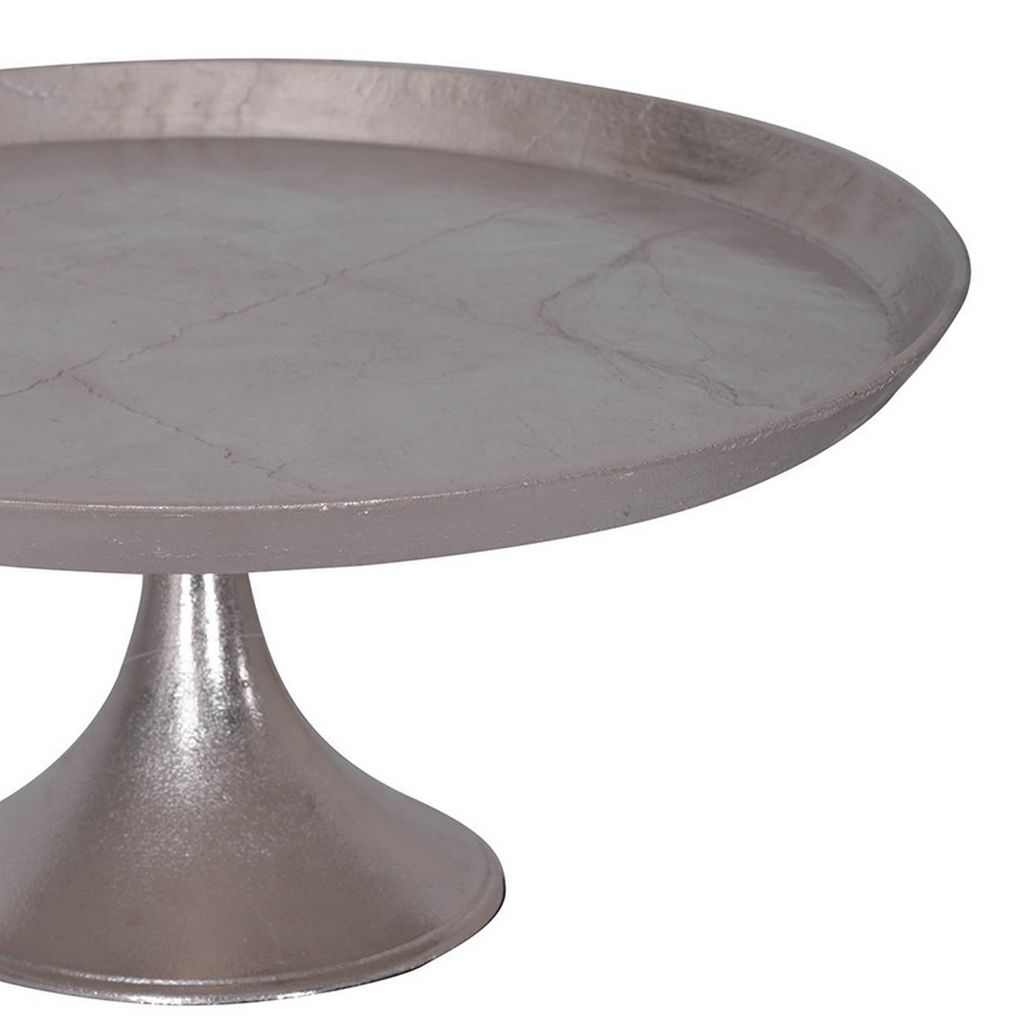 Aluminum Round Footed tray, Silver - View 4
