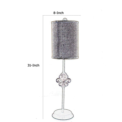 Metal Table Lamp Set of 2 with Cylindrical Drum Shade and Fleur De Lis Accent,Black - View 6