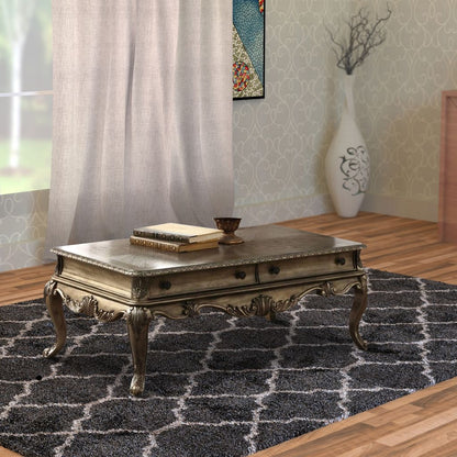 Wooden Rectangular Coffee Table with Cabriole Legs and Two Broad Drawers, Oak Brown - View 7