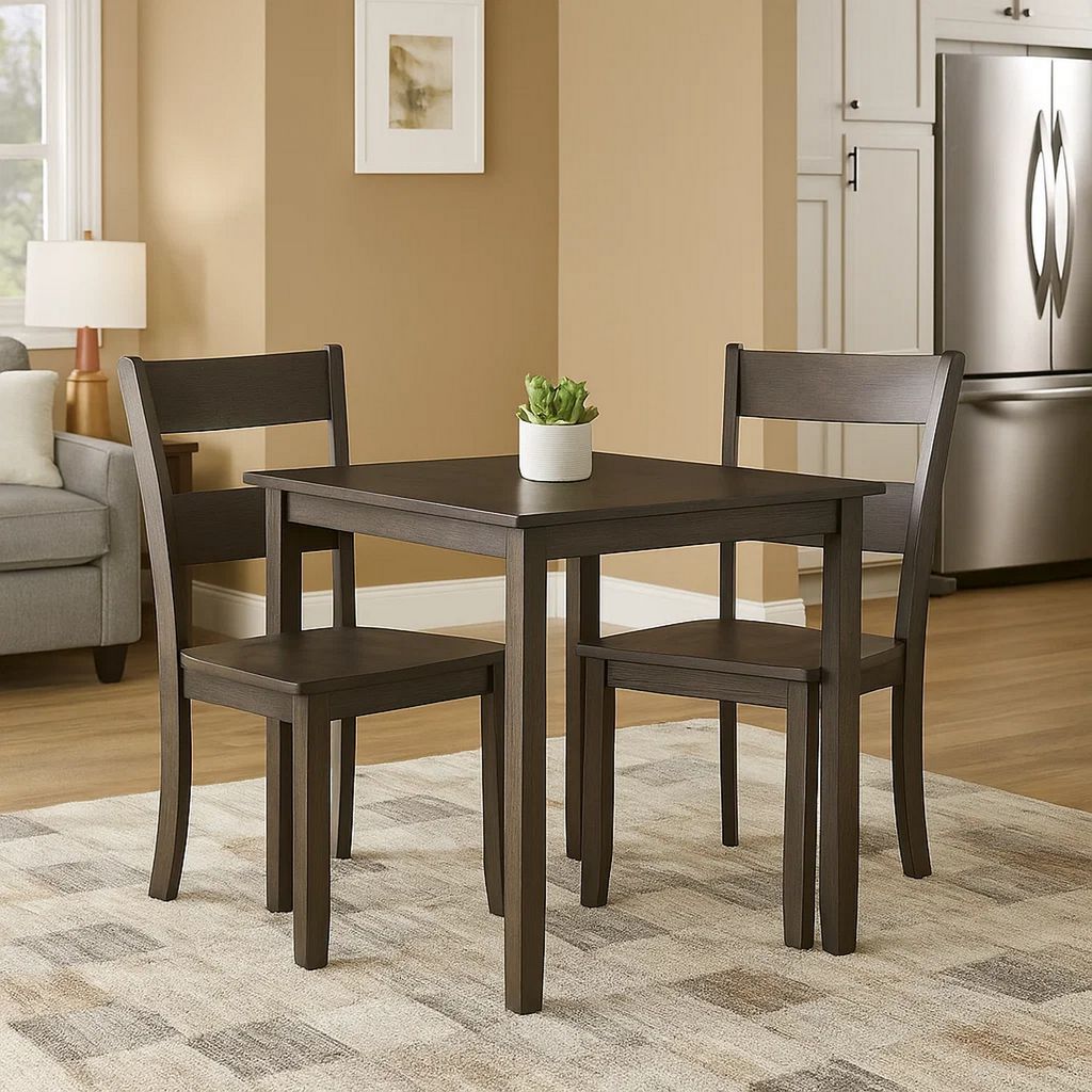 Transitional Wooden Side Chair with Ladder Backrest, Set of 2, Dark Brown - View 7