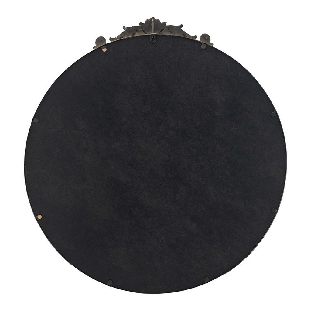 Kea 32 Inch Vintage Round Wall Mirror, Gold Metal Frame, Baroque Design - View 4