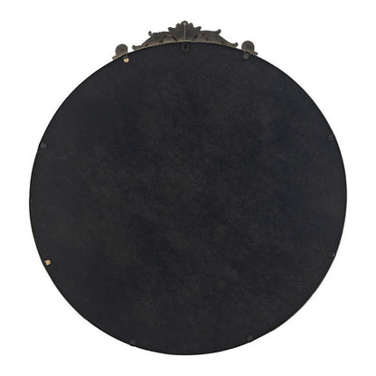 Kea 32 Inch Vintage Round Wall Mirror, Gold Metal Frame, Baroque Design - View 4