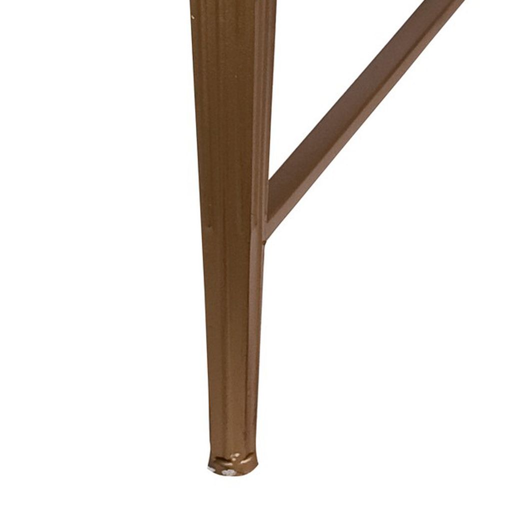 32 Inch Metal Cocktail Table, Circular Pattern Edged Round Top, Copper - View 3