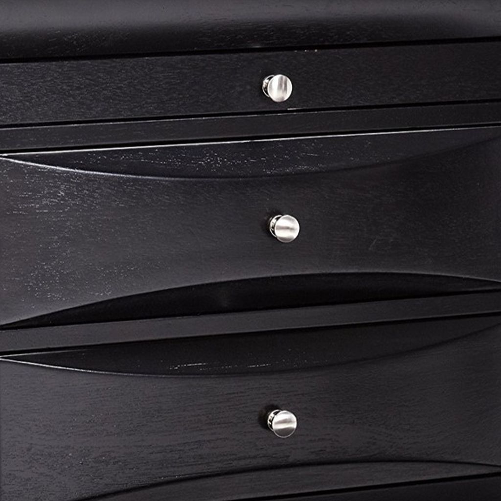 Wooden 2 Drawer Nightstand with tray, Black - View 3
