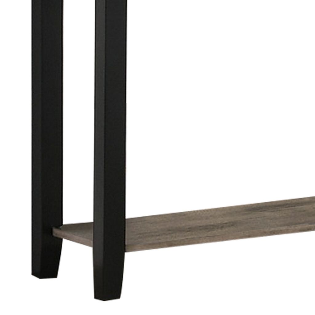Wooden Console Table with One Open Shelf, Black and Gray - View 3