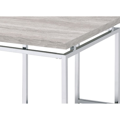 Coffee Table with Rectangular Tabletop and Metal Legs, Silver and Brown - View 5