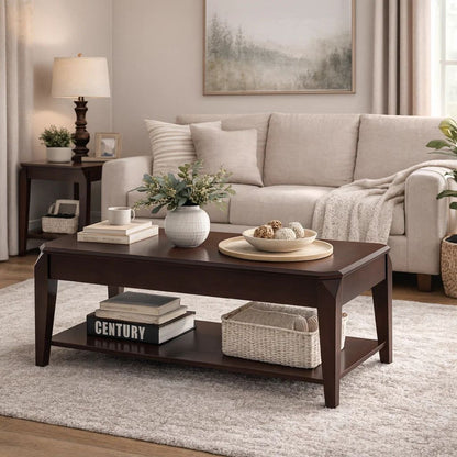 Innovative Coffee Table with Lift Top, Walnut Brown - View 7