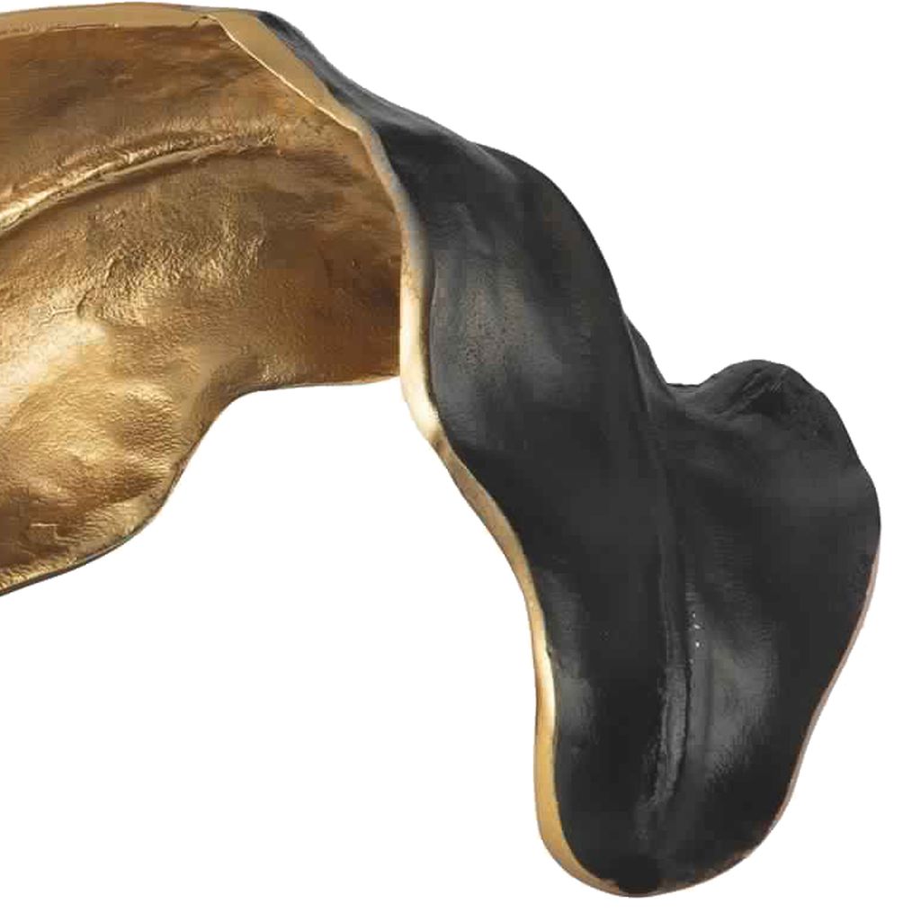 Twisted Leaf Design Sculpture with Texture Details, Gold and Black - View 4