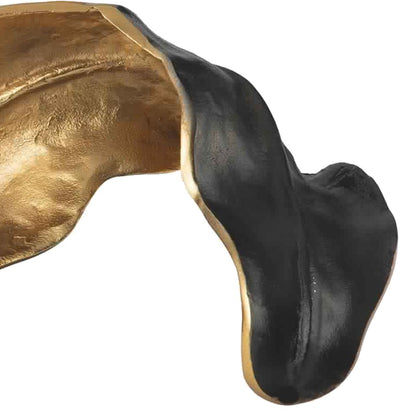 Twisted Leaf Design Sculpture with Texture Details, Gold and Black - View 4