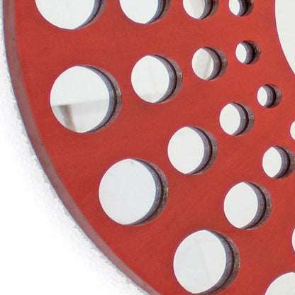 Contemporary Wooden Round Wall Decor Set of 2, with Circle Cut Outs, Red and Silver - View 2