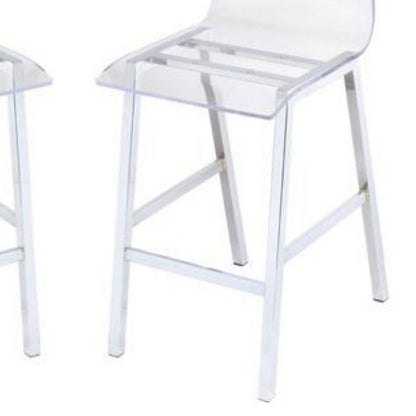 Counter Height Dining Chair Clear Acrylic, Chrome, Set of 2 - View 3