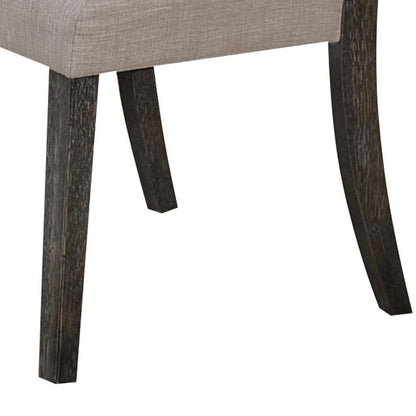 Wooden Side chair with Tufted Back, Set of 2, Brown and Gray - View 4